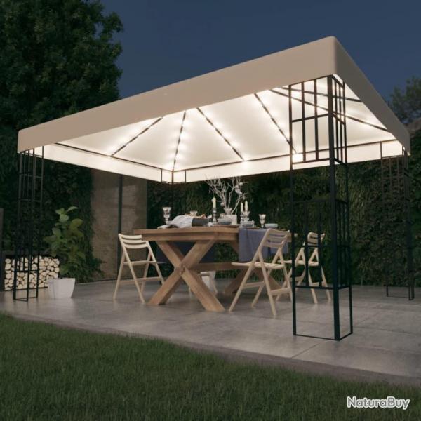 Tonnelle avec guirlande lumineuse  LED 3x4 m Crme alsavelo