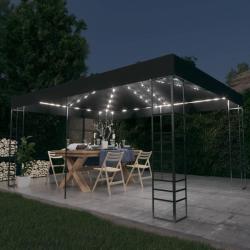 Tonnelle avec guirlande lumineuse à LED 3x4 m Anthracite alsavelo