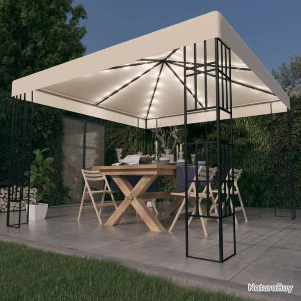 Tonnelle avec guirlande lumineuse  LED 3x3 m Crme alsavelo