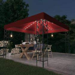 Tonnelle avec guirlande lumineuse à LED 3x3 m Bordeaux alsavelo