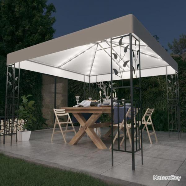 Tonnelle avec guirlande lumineuse  LED 3x3 m Blanc alsavelo