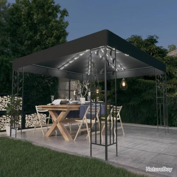 Tonnelle avec guirlande lumineuse  LED 3x3 m Anthracite alsavelo