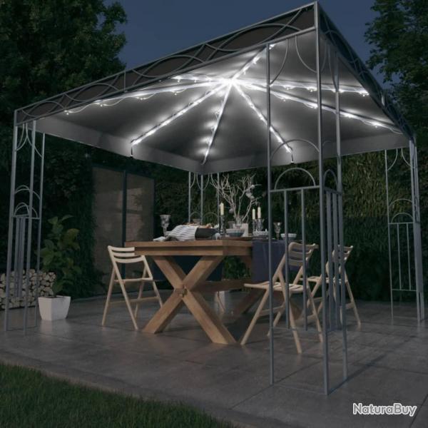 Tonnelle avec guirlande lumineuse  LED 300x300 cm Anthracite alsavelo