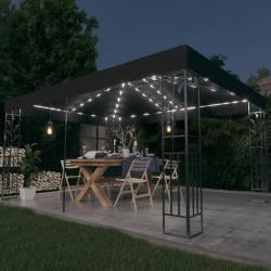 Tonnelle avec double toit et lumières LED 3x4 m Anthracite alsavelo