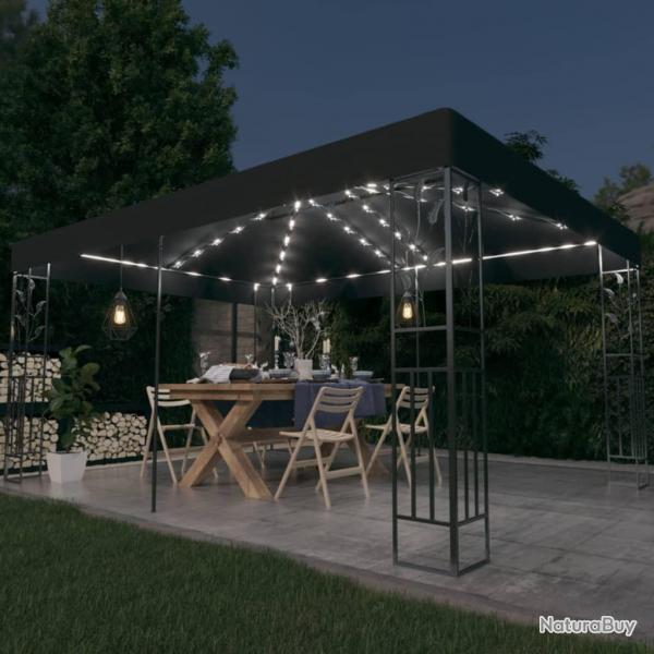 Tonnelle avec double toit et lumires LED 3x4 m Anthracite alsavelo