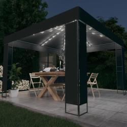 Tonnelle avec double toit et lumières LED 3x3 m Anthracite alsavelo