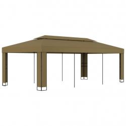 Tonnelle avec double toit 3x6 m Taupe 180 g/m² alsavelo