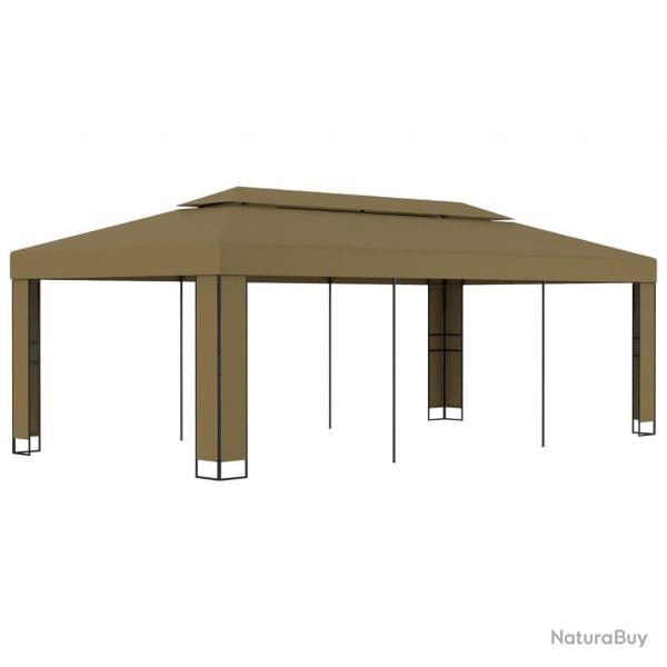Tonnelle avec double toit 3x6 m Taupe 180 g/m alsavelo
