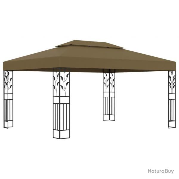 Tonnelle avec double toit 3x4 m Taupe 180 g/m alsavelo
