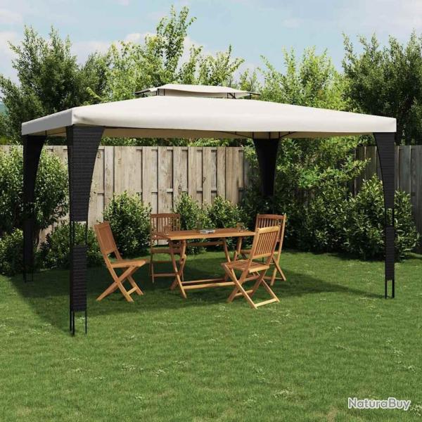 Tonnelle  double toit crme 3,98x2,98 m acier alsavelo