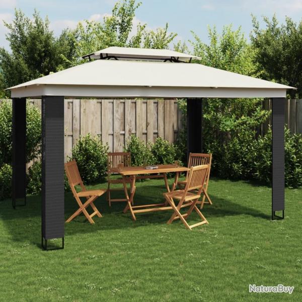 Tonnelle  double toit crme 3,94x2,96 m acier alsavelo