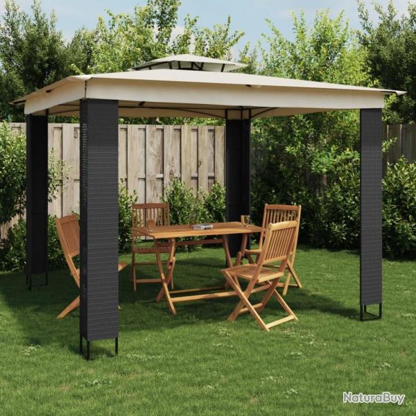 Tonnelle  double toit crme 2,94x2,94 m acier alsavelo
