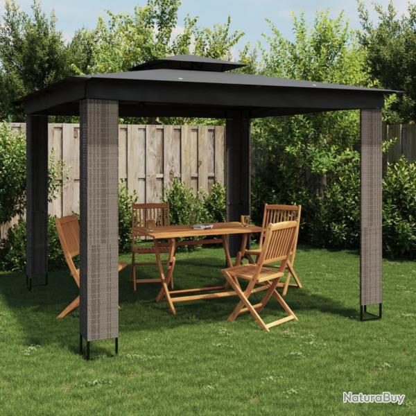 Tonnelle  double toit anthracite 2,94x2,94 m acier alsavelo