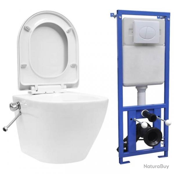 Toilette murale sans rebord et rservoir cach Cramique Blanc alsavelo