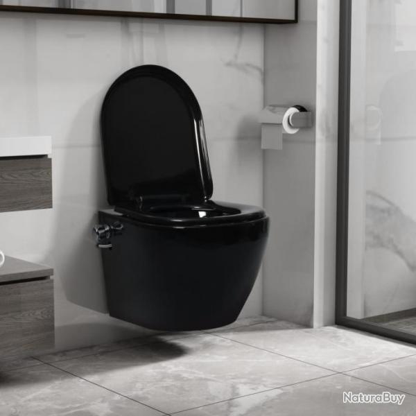 Toilette murale sans bord  fonction de bidet Cramique Noir alsavelo