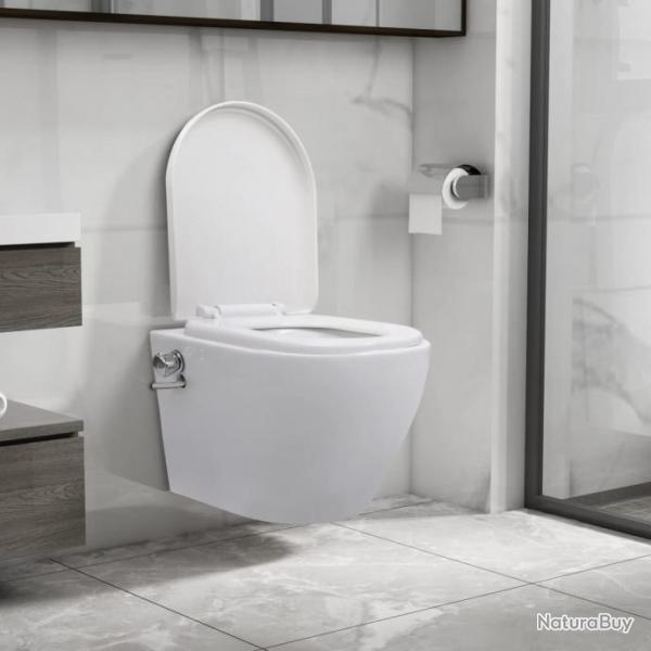 Toilette murale sans bord  fonction de bidet Cramique Blanc alsavelo