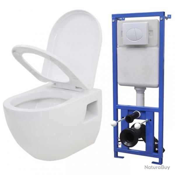 Toilette murale avec rservoir de chasse cach Cramique Blanc alsavelo