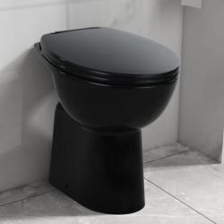 Toilette haute sans bord fermeture douce 7 cm Céramique Noir alsavelo