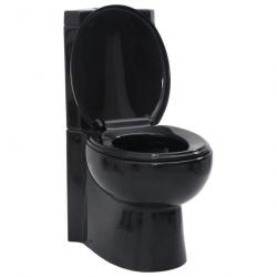 Toilette d'angle en céramique pour salle de bains noir alsavelo