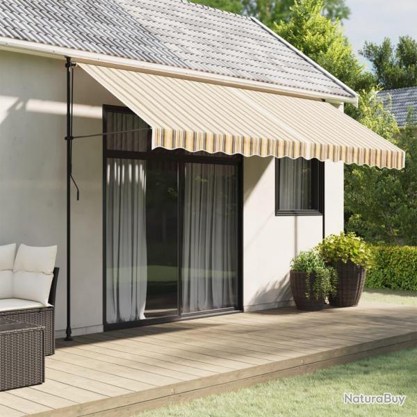 Tissu de remplacement pour auvent rayures multicolores 4x3,5 m alsavelo