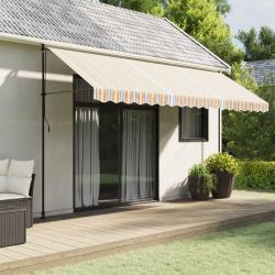Tissu de remplacement pour auvent rayures multicolores 4,5x3,5m alsavelo