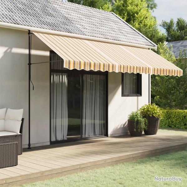 Tissu de remplacement pour auvent rayures multicolores 4,5x3 m alsavelo