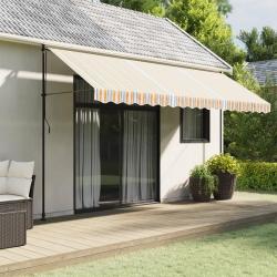 Tissu de remplacement pour auvent rayures multicolores 4,5x3 m alsavelo
