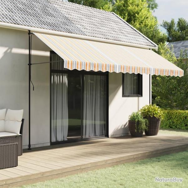 Tissu de remplacement pour auvent rayures multicolores 4,5x3 m alsavelo