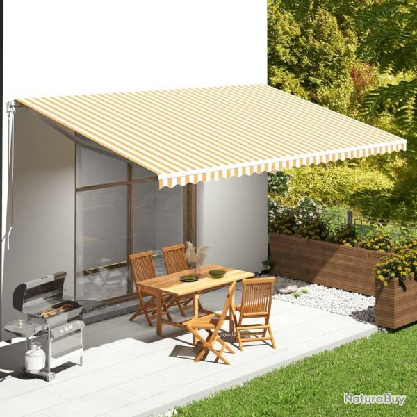 Tissu de remplacement pour auvent Jaune et blanc 6x3,5 m alsavelo