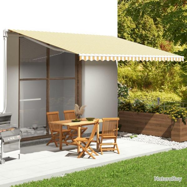 Tissu de remplacement pour auvent Jaune et blanc 5x3,5 m alsavelo