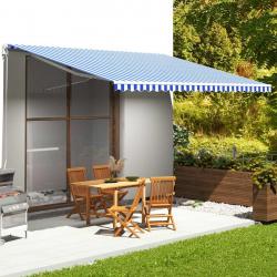 Tissu de remplacement pour auvent Bleu et blanc 5x3,5 m alsavelo