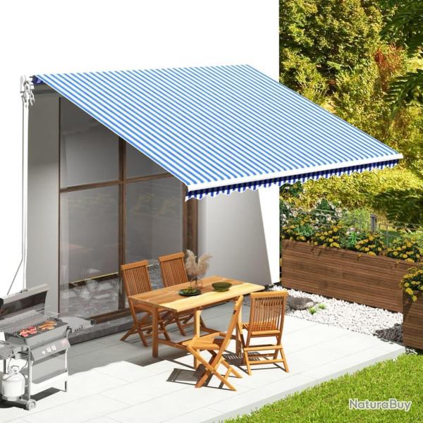 Tissu de remplacement pour auvent Bleu et blanc 4,5x3,5 m alsavelo