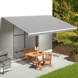 Tissu de remplacement pour auvent Anthracite et blanc 6x3,5 m alsavelo