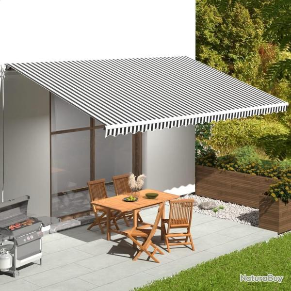 Tissu de remplacement pour auvent Anthracite et blanc 6x3,5 m alsavelo