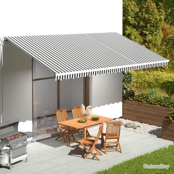 Tissu de remplacement pour auvent Anthracite et blanc 6x3 m alsavelo
