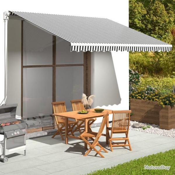 Tissu de remplacement pour auvent Anthracite et blanc 4x3,5 m alsavelo
