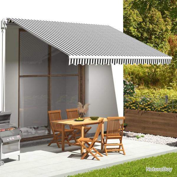 Tissu de remplacement pour auvent Anthracite et blanc 4,5x3,5 m alsavelo