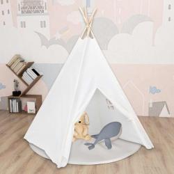 Tente tipi d'enfants avec sac Peau de pêche Blanc 120x120x150cm alsavelo