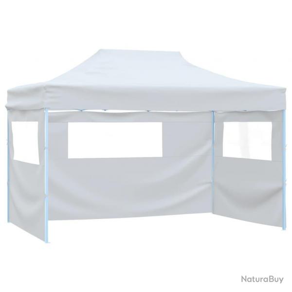 Tente pliable de rception avec 3 parois 3 x 4,5 m Blanc alsavelo