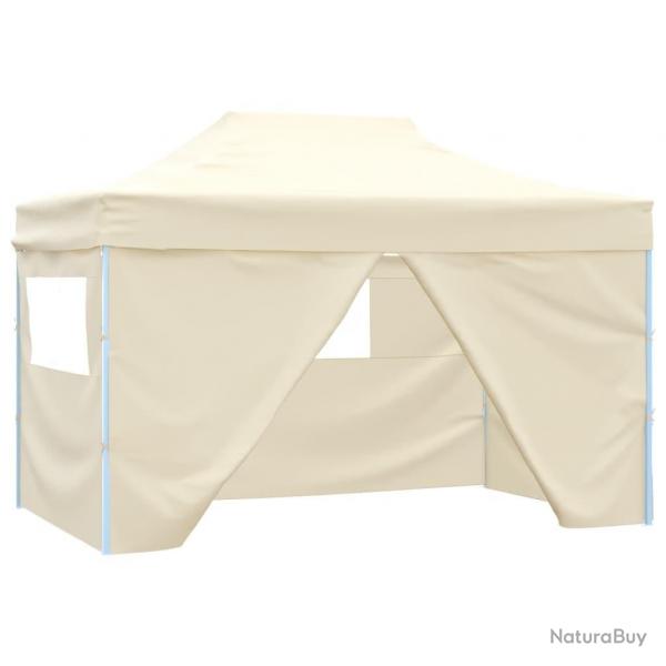 Tente pliable avec 4 parois latraux 3 x 4,5 m Blanc crme alsavelo