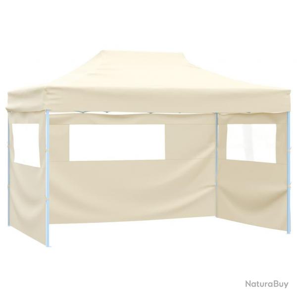 Tente pliable avec 3 parois 3 x 4,5 m Crme alsavelo