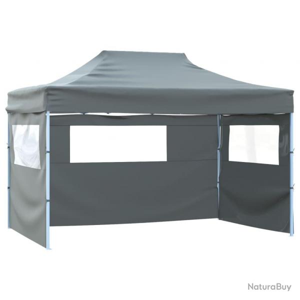 Tente pliable avec 3 parois 3 x 4,5 m Anthracite alsavelo