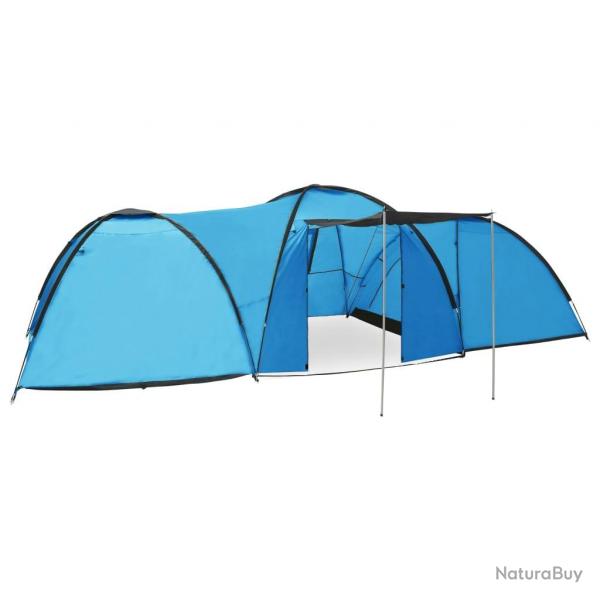 Tente igloo de camping 650x240x190 cm 8 personnes Bleu alsavelo