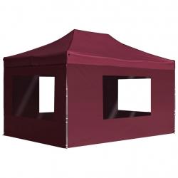 Tente de réception pliable et parois Aluminium 4,5x3 m Bordeaux alsavelo