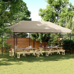 Tente de réception pliable escamotable taupe 580x292x315 cm alsavelo