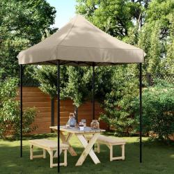 Tente de réception pliable escamotable taupe 200x200x306 cm alsavelo