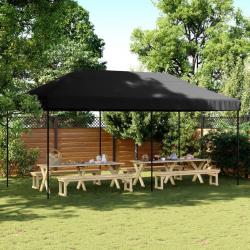 Tente de réception pliable escamotable noir 580x292x315 cm alsavelo