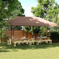 Tente de réception pliable escamotable marron 580x292x315 cm alsavelo