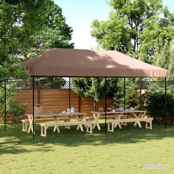 Tente de rception pliable escamotable marron 580x292x315 cm alsavelo