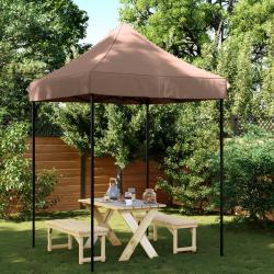 Tente de réception pliable escamotable marron 200x200x306 cm alsavelo